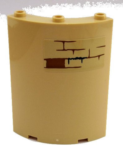 LEGO onderdeel Cylinder Quarter 4 x 4 x 6 with Brown Brick Wall Pattern on Upper Right (Sticker) - Set 75954 (30562pb055)
