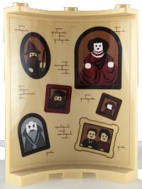 LEGO part Cylinder Quarter 4 x 4 x 6 with Bricks and Six Portraits with Wizard Pattern on Inside (Sticker) - Set 71043 30562pb061