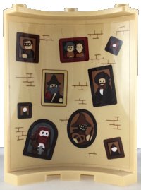 LEGO part Cylinder Quarter 4 x 4 x 6 with Bricks and Nine Portraits Pattern on Inside (Sticker) - Set 71043 30562pb062