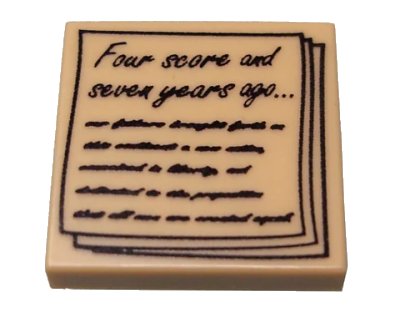 LEGO onderdeel Tile 2 x 2 with 'Four score and seven years ago...' Gettysburg Address Pattern (3068pb0825)