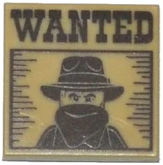 LEGO onderdeel Tile 2 x 2 with 'WANTED' Western Bandit Poster Pattern (3068pb0901)