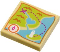 LEGO part Tile 2 x 2 with Map Heartlake City Bay Pattern 3068pb0902