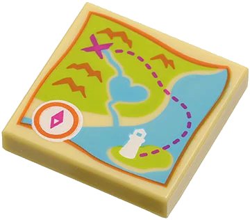 LEGO onderdeel Tile 2 x 2 with Map Heartlake City Bay Pattern (3068pb0902)