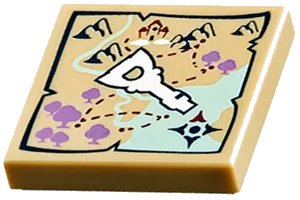 LEGO onderdeel Tile 2 x 2 with Map and Elven Key Pattern (3068pb0907)