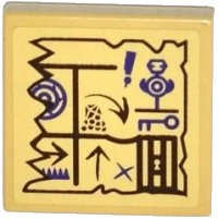 LEGO part Tile 2 x 2 with Map Arrows, Exclamation Mark, Key and Jail Door Pattern (Sticker) - Set 70749 3068pb0932