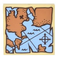 LEGO onderdeel Tile 2 x 2 with Map Treasure with Compass Rose and Dark Brown 'X' Pattern 3068pb1010