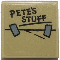 LEGO part Piastrella 2 x 2 with 'PETE'S STUFF' and Tape Pattern (Sticker) - Set 76108 3068pb1661
