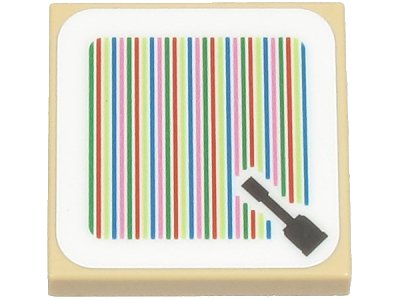 LEGO part Tile 2 x 2 with Super Mario Scanner Code Kamek’s Broom / Broomstick Pattern (Sticker) - Sets 71391 / 71407 / 71440 (3068pb1961)