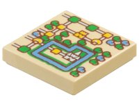 LEGO onderdeel Tile 2 x 2 with Super Mario World Map with Castle and Moat Pattern 3068pb2302