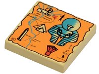 LEGO part Tile 2 x 2 with Map Orange and Hieroglyphs, 80 Pattern 3068px13