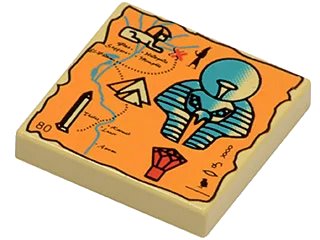 LEGO onderdeel Tile 2 x 2 with Map Orange and Hieroglyphs, 80 Pattern (3068px13)