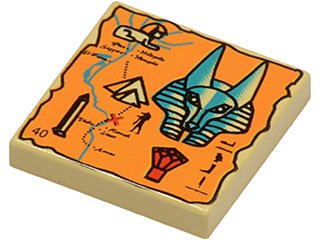 LEGO onderdeel Tile 2 x 2 with Map Orange and Hieroglyphs, 40 Pattern (3068px19)