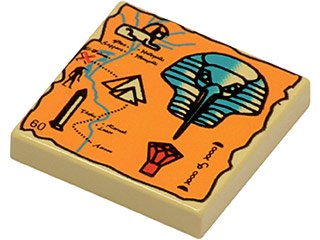 LEGO onderdeel Tile 2 x 2 with Map Orange and Hieroglyphs, 60 Pattern (3068px20)