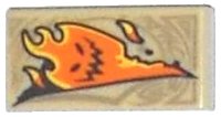 LEGO onderdeel Tile 1 x 2 with Dark Tan Markings and Orange Fire Monster with Black Mouth and Eyes Pattern (Nexo Knights Book of Deception) 3069pb0435