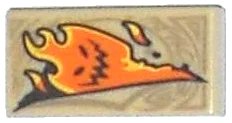 LEGO onderdeel Tile 1 x 2 with Dark Tan Markings and Orange Fire Monster with Black Mouth and Eyes Pattern (Nexo Knights Book of Deception) (3069pb0435)
