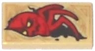 LEGO onderdeel Tile 1 x 2 with Dark Tan Markings and Red Spider Monster with Yellow Eyes Pattern (Nexo Knights Book of Revenge) (3069pb0441)