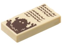LEGO part Tile 1 x 2 with Dark Brown Book Text Scribbles and Bogeyman Pattern 3069pb1312