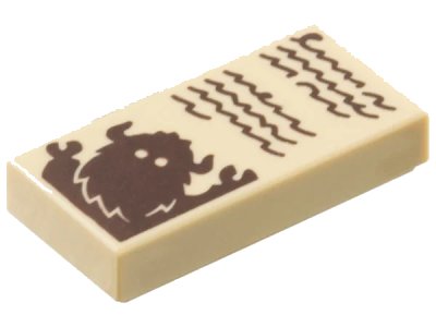 LEGO onderdeel Tile 1 x 2 with Dark Brown Book Text Scribbles and Bogeyman Pattern (3069pb1312)