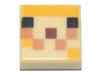 LEGO part Loseta 1 x 1 con patrón de cuadrados pixelados negro, naranja claro brillante, nogada medio y marrón rojizo (cara de cría de pez globo Minecraft) 3070pb183