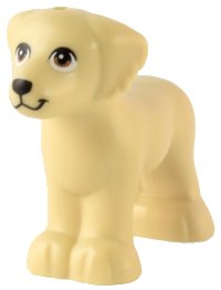 LEGO part Cane, Friends, Pelo Arruffato, Orecchi e Coda con Occhi Marrone Chiaro Medio e Motivo Naso Nero (Grace) 3168pb01