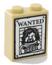 LEGO part Brick 1 x 2 x 2 with Inside Stud Holder with Sirius Black Minifigure on Wanted Poster Pattern (Sticker) - Set 75955 3245cpb104