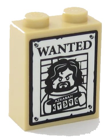 LEGO onderdeel Brick 1 x 2 x 2 with Inside Stud Holder with Sirius Black Minifigure on Wanted Poster Pattern (Sticker) - Set 75955 (3245cpb104)