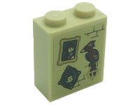 LEGO onderdeel Steen 1 x 2 x 2 with Inside Stud Holder with Phoenix, 2 Portrait Pictures and Bricks Pattern (Sticker) - Set 71043 3245cpb179