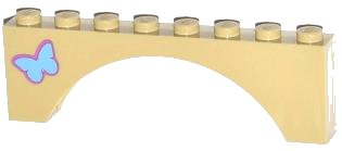 LEGO part Arch 1 x 8 x 2 with Medium Blue Butterfly Pattern on Left Side (Sticker) - Set 3185 (3308pb02L)
