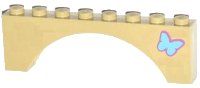LEGO part Arch 1 x 8 x 2 with Medium Blue Butterfly Pattern on Right Side (Sticker) - Set 3185 3308pb02R