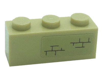 LEGO onderdeel Brick 1 x 3 with Bricks Pattern Model Right Side (Sticker) - Set 71043 (3622pb135R)