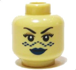 LEGO onderdeel Minifigure, Head Female SW Barriss Offee, Blue Lips, Blue Tattoo Pattern (3626pb0410)