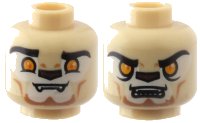 LEGO onderdeel Minifigure, Head Dual Sided Alien Chima Lion with Orange Eyes, Brown Nose, Teeth, Closed Mouth / Open Mouth Pattern (Lennox) 3626pb0863