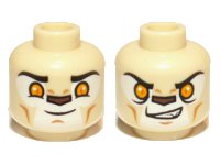 LEGO part Minifigure, Head Dual Sided Alien Chima Lion with Bright Light Orange Eyes and Dark Brown Nose, Closed Mouth / Open Mouth Pattern (Laval) 3626pb0892
