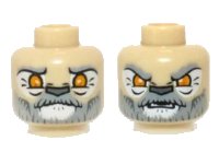 LEGO onderdeel Minifigure, Head Dual Sided Alien Chima Lion with Orange Eyes and Gray and White Beard, Closed Mouth / Open Mouth Pattern (Lagravis) 3626pb0969