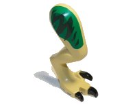 LEGO part Dinosaur Leg Large (Rear) Indoraptor / Baryonyx / Therizinosaurus Right with Pin, Black Claws with Dark Green Stripes on Green Background Pattern 37675c01pb02