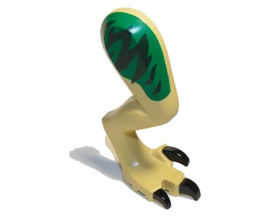 LEGO onderdeel Dinosaur Leg Large (Rear) Indoraptor / Baryonyx / Therizinosaurus Right with Pin, Black Claws with Dark Green Stripes on Green Background Pattern (37675c01pb02)