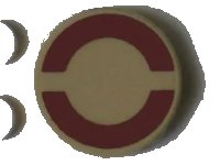 LEGO onderdeel Tile, Round 2 x 2 with Dark Red SW Semicircles on Transparent Background Pattern (Sticker) (Undetermined Type) 4150pb168