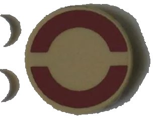 LEGO onderdeel Tile, Round 2 x 2 with Dark Red SW Semicircles on Transparent Background Pattern (Sticker) (Undetermined Type) (4150pb168)