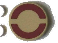 LEGO onderdeel Tile, Round 2 x 2 with Dark Red SW Large Semicircles on Transparent Background Pattern (Sticker) - Set 7964 4150pb199