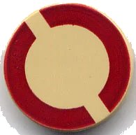 LEGO onderdeel Tile, Round 2 x 2 with Dark Red SW Semicircles Pattern (4150px33)