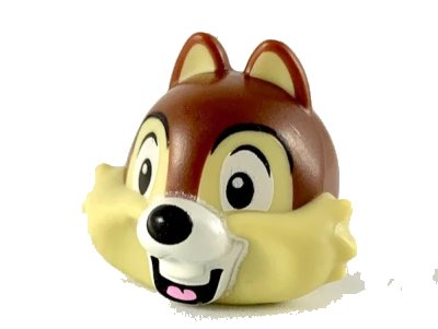 LEGO onderdeel Minifigure, Head, Modified Chipmunk with Centered Teeth, Reddish Brown Fur and Black Nose Pattern (Chip) (41581pb01)