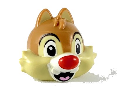 LEGO onderdeel Minifigure, Head, Modified Chipmunk with Separated Teeth, Medium Nougat Hair and Red Nose Pattern (Dale) (41587pb01)