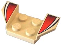 LEGO part Vehicle, Mudguard 2 x 4 with Flared Wings with White Stripe and Red/Black Fade Pattern 41854px3