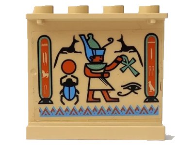 LEGO onderdeel Panel 1 x 4 x 3 with Hieroglyphs and Scarab Pattern Model Right Side (Sticker) - Set 5938 (4215pb013R)
