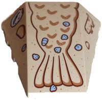 LEGO part Wedge 4 x 4 Triple Curved No Studs with Medium Nougat and Reddish Brown Mermaid Tail and Animal, Bright Ligh Blue and White Shells Pattern 47753pb131