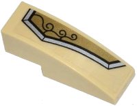 LEGO part Slope, Curved 3 x 1 with Gold and Silver Armor Plate with 3 Black Swirls Pattern Model Right Side (Sticker) - Set 70123 50950pb069r