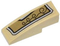 LEGO part Slope, Curved 3 x 1 with Gold and Silver Armor Plate with 4 Black Swirls Pattern Model Right Side (Sticker) - Set 70123 50950pb070R