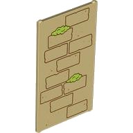 LEGO part Glass for Window 1 x 4 x 6 with Reddish Brown Bricks, Lime Moss and Medium Nougat Dots Pattern (57895pb121)