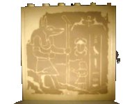 LEGO part Panel 1 x 6 x 5 with Hieroglyphs, Anubis with Staff, and Scarab Beetle Pattern (Sticker) - Set 7621 59349pb001