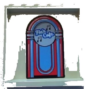 LEGO onderdeel Panel 1 x 6 x 5 with 'Flo's Cafe' Jukebox on Inside Pattern (Sticker) - Set 8487 (59349pb028)